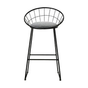 Artiss 2x Nordic Bar Stools Metallic Bar Stool Kitchen Fabric Grey Black