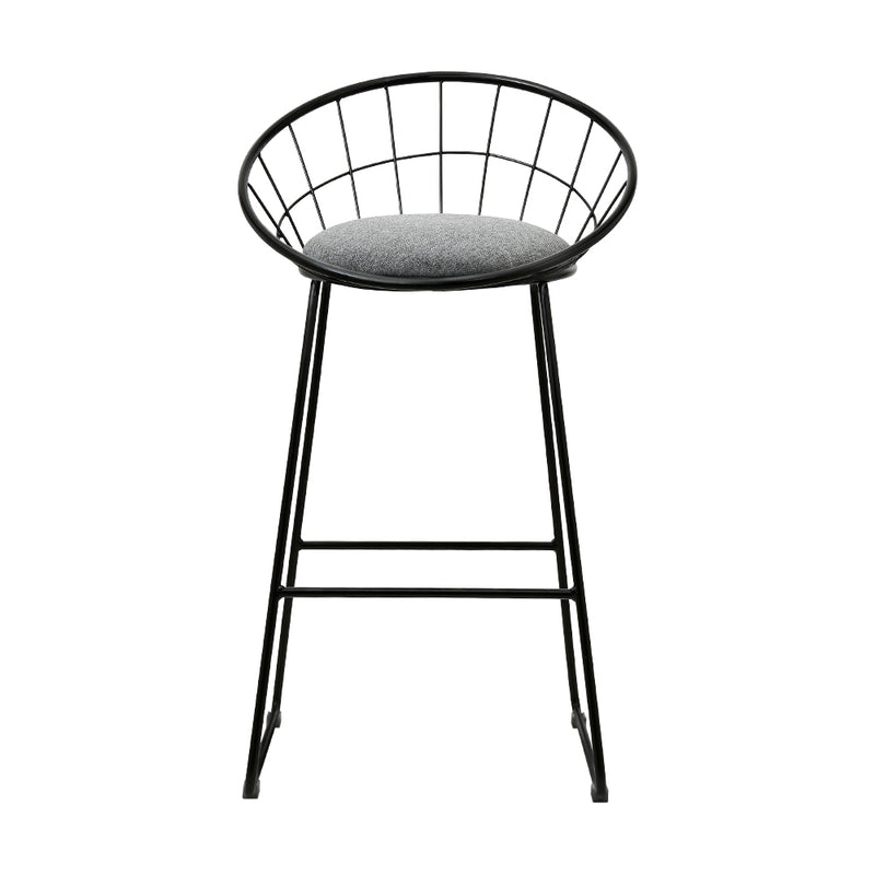Artiss 2x Nordic Bar Stools Metallic Bar Stool Kitchen Fabric Grey Black