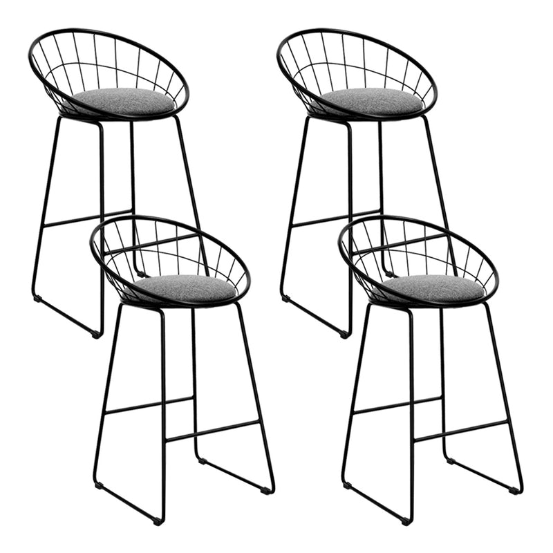 Artiss 4x Nordic Bar Stools Metallic Bar Stool Kitchen Chairs Fabric Grey Black
