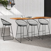 Artiss 4x Nordic Bar Stools Metallic Bar Stool Kitchen Chairs Fabric Grey Black
