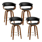 Artiss Set of 4 Bar Stools Wooden Bar Stool Swivel Kitchen Dining Chairs Leather Black