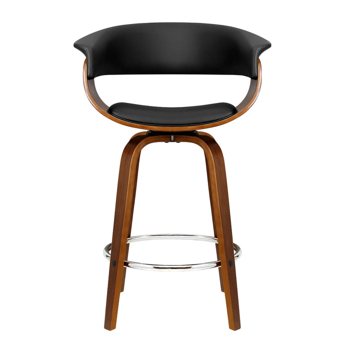 Artiss Set of 4 Bar Stools Wooden Bar Stool Swivel Kitchen Dining Chairs Leather Black