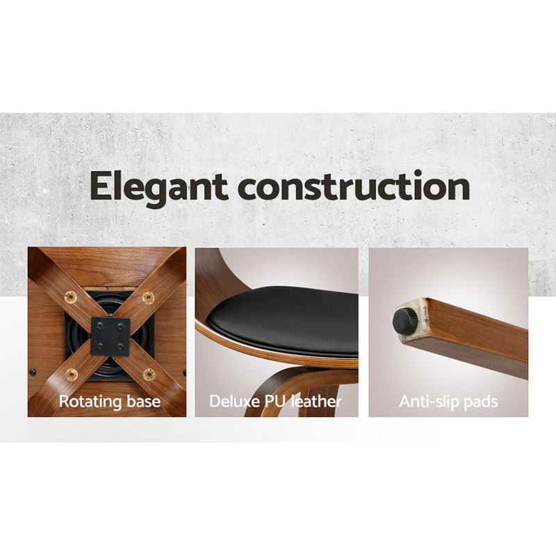 Artiss Set of 4 Bar Stools Wooden Bar Stool Swivel Kitchen Dining Chairs Leather Black