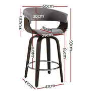 Artiss Set of 2 Bar Stools Wooden Bar Stool Swivel Kitchen Dining Chairs Pu Leather Black