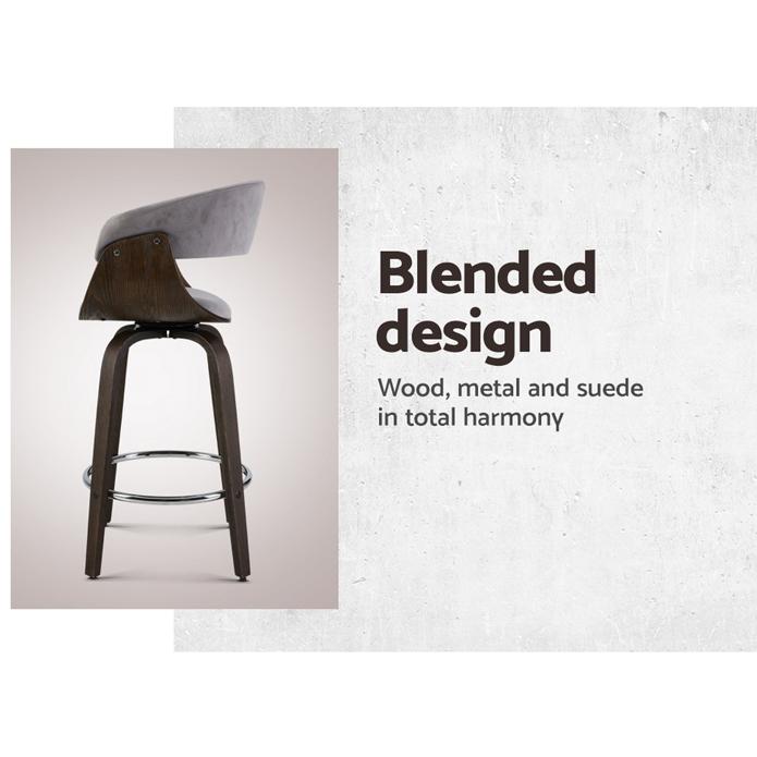 Artiss Set of 2 Bar Stools Wooden Bar Stool Swivel Kitchen Dining Chairs Pu Leather Black