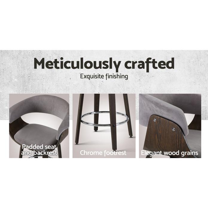 Artiss Set of 2 Bar Stools Wooden Bar Stool Swivel Kitchen Dining Chairs Pu Leather Black