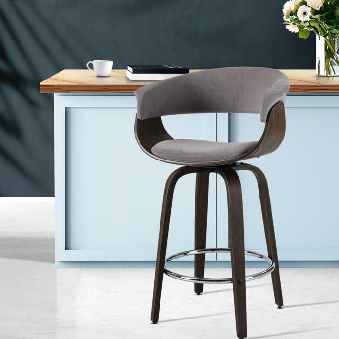 Artiss Set of 2 Bar Stools Wooden Bar Stool Swivel Kitchen Dining Chairs Pu Leather Black