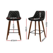 Artiss 2x Kitchen Bar Stools Wooden Stool Chairs Bentwood Barstool Leather Black