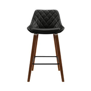 Artiss 2x Kitchen Bar Stools Wooden Stool Chairs Bentwood Barstool Leather Black