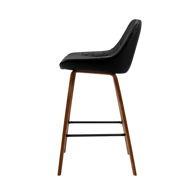 Artiss 2x Kitchen Bar Stools Wooden Stool Chairs Bentwood Barstool Leather Black