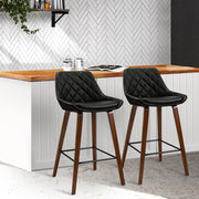 Artiss 2x Kitchen Bar Stools Wooden Stool Chairs Bentwood Barstool Leather Black