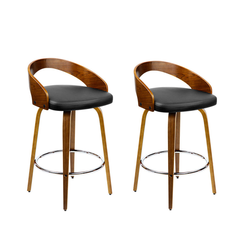 Artiss Set of 2 Wooden Bar Stools - Black
