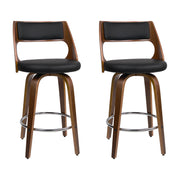 2xartiss Wooden Bar Stools Swivel Bar Stool Kitchen Dining Chair Cafe Black 76cm