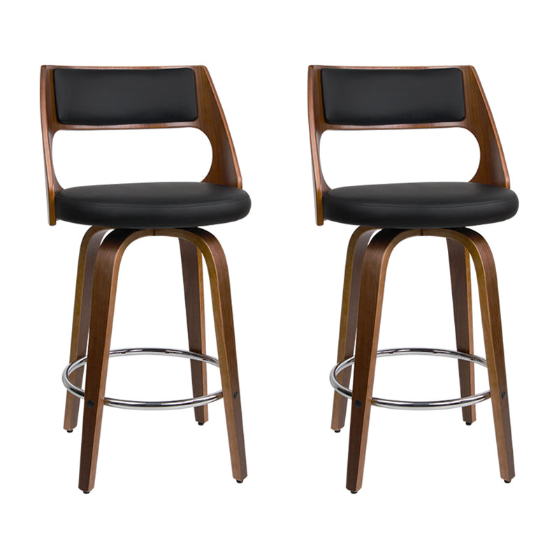 2xartiss Wooden Bar Stools Swivel Bar Stool Kitchen Dining Chair Cafe Black 76cm