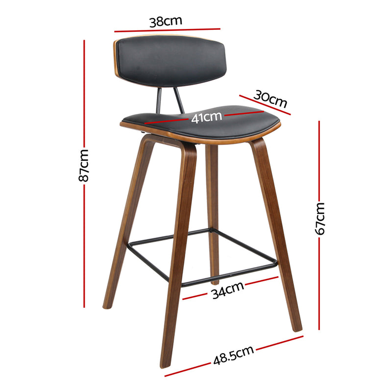 Artiss Set of 4 Wooden Bar Stools Kitchen Bar Stool Dining Chair Cafe Wood Black