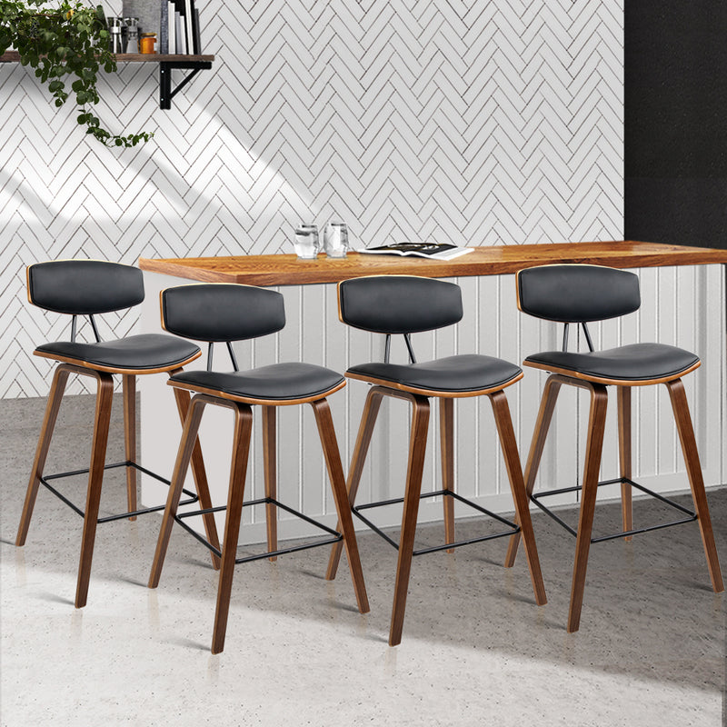 Artiss Set of 4 Wooden Bar Stools Kitchen Bar Stool Dining Chair Cafe Wood Black
