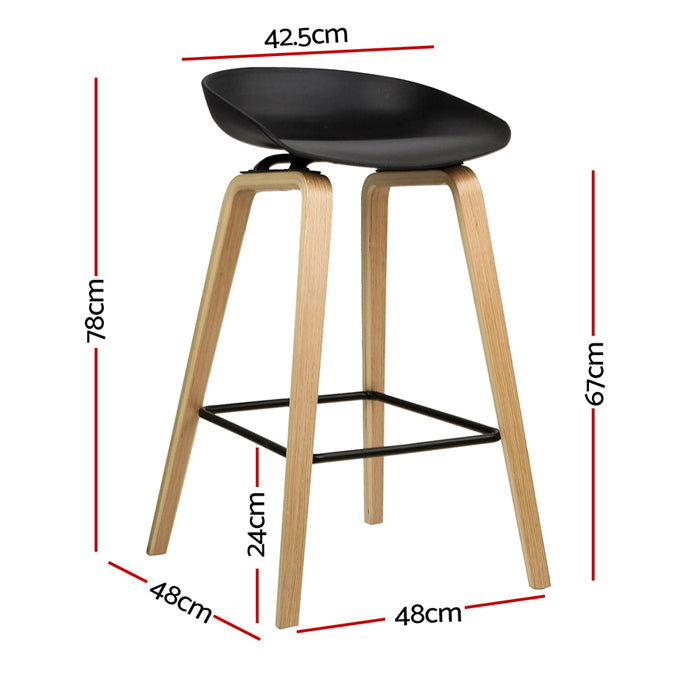 Artiss Set of 2 Wooden Square Footrest Bar Stools