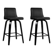 Artiss Set of 2 Wooden Bar Stool - Black