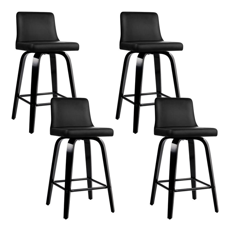 Artiss 4x Felipe Wooden Bar Stools Swivel Bar Stool Kitchen Chairs Black