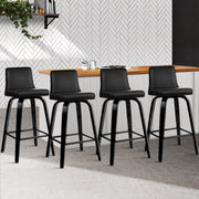 Artiss 4x Felipe Wooden Bar Stools Swivel Bar Stool Kitchen Chairs Black