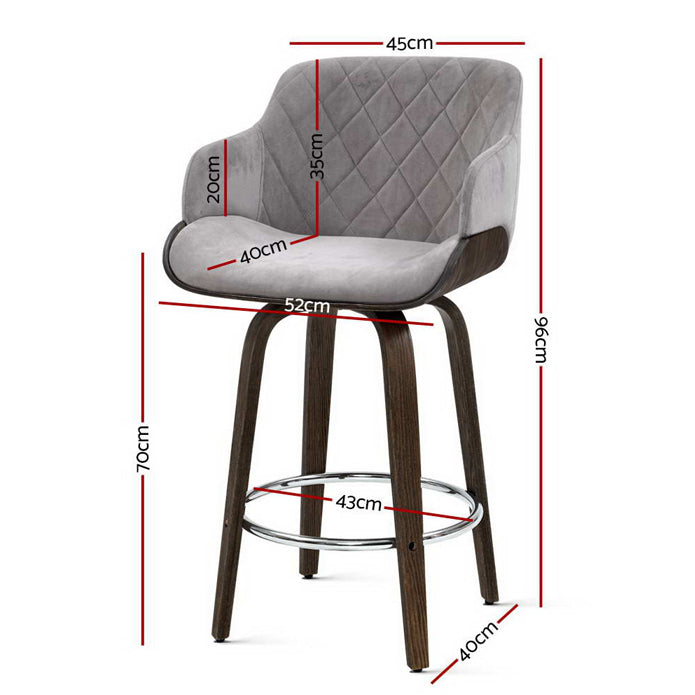 Artiss 1x Kitchen Bar Stools - Grey