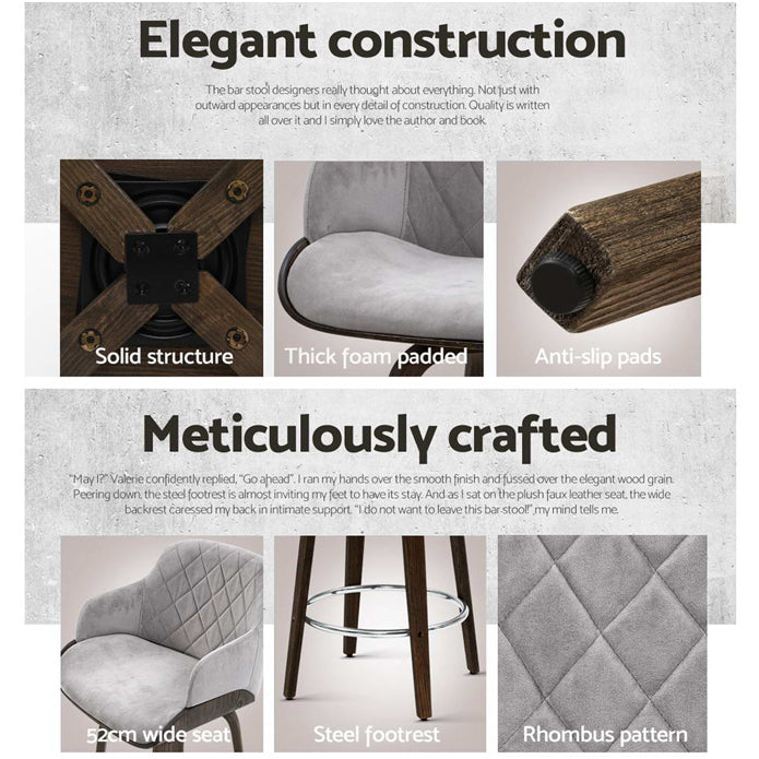 Artiss 1x Kitchen Bar Stools - Grey