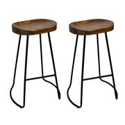 Artiss Set of 2 Wooden Backless Bar Stools - Black 53 x 46 x 75cm Black