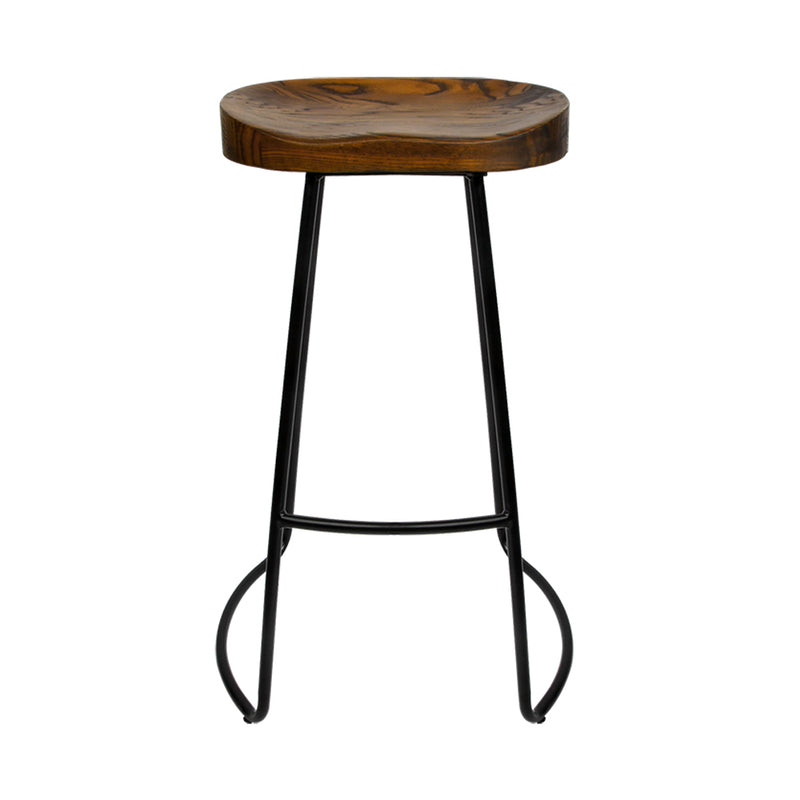 Artiss Set of 2 Wooden Backless Bar Stools - Black