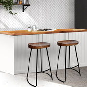 Artiss Set of 2 Wooden Backless Bar Stools - Black