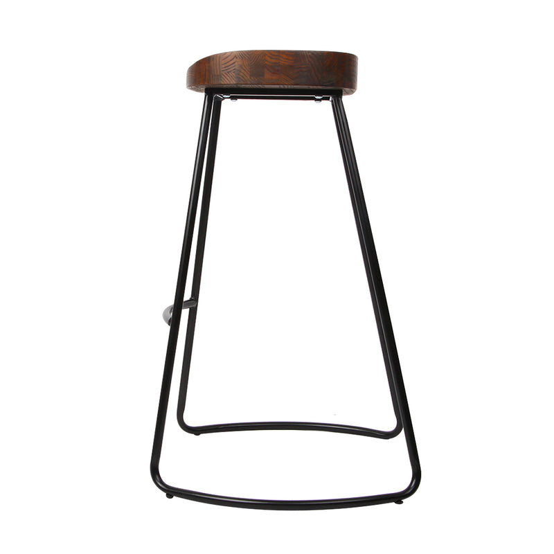 Artiss Set of 2 Wooden Backless Bar Stools - Black