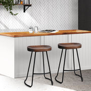Artiss Set of 2 Wooden Backless Bar Stools - Black