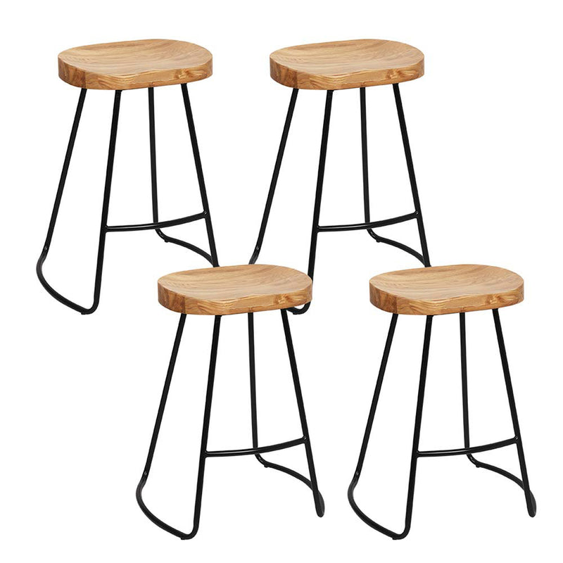 Artiss 4x Vintage Tractor Bar Stools Retro Bar Stool Industrial Chairs 65cm Natural Oak