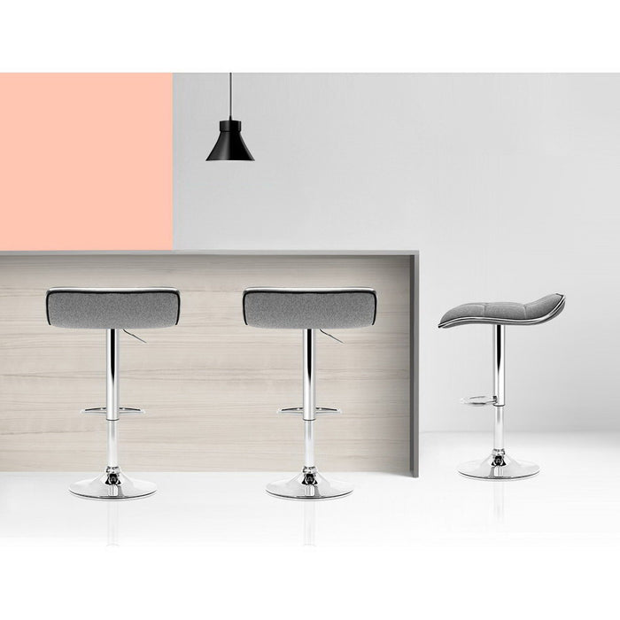 Artiss Set of 2 Fabric Bar Stools Swivel Bar Stool Dining Chairs Gas Lift Kitchen Grey