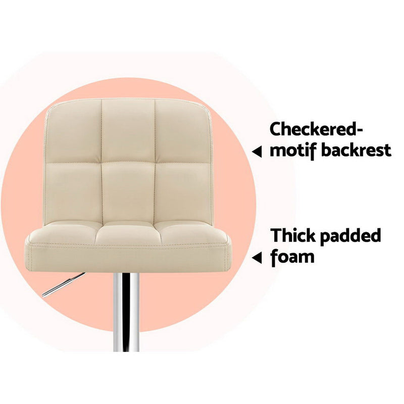 Artiss Set of 2 Gas Lift Bar Stools Swivel Chairs Pu Leather Chrome