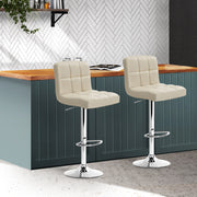 Artiss Set of 2 Gas Lift Bar Stools Swivel Chairs Pu Leather Chrome