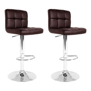 Artiss Set of 2 Gas Lift Bar Stools Swivel Chairs Pu Leather Chrome Chocolate