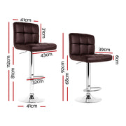 Artiss Set of 2 Gas Lift Bar Stools Swivel Chairs Pu Leather Chrome