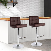 Artiss Set of 2 Gas Lift Bar Stools Swivel Chairs Pu Leather Chrome