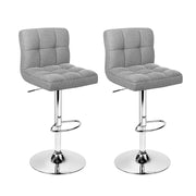 Artiss Set of 2 Gas Lift Bar Stools Swivel Chairs Pu Leather Chrome Grey