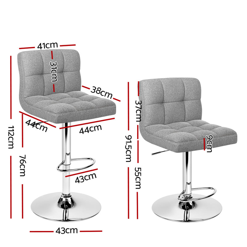 Artiss Set of 2 Gas Lift Bar Stools Swivel Chairs Pu Leather Chrome