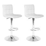 Artiss Set of 2 Gas Lift Bar Stools Swivel Chairs Pu Leather Chrome White