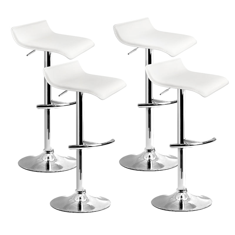 Artiss Set of 4 Bar Stools Sena Kitchen Swivel Bar Stool Pu Leather Chairs Gas Lift White