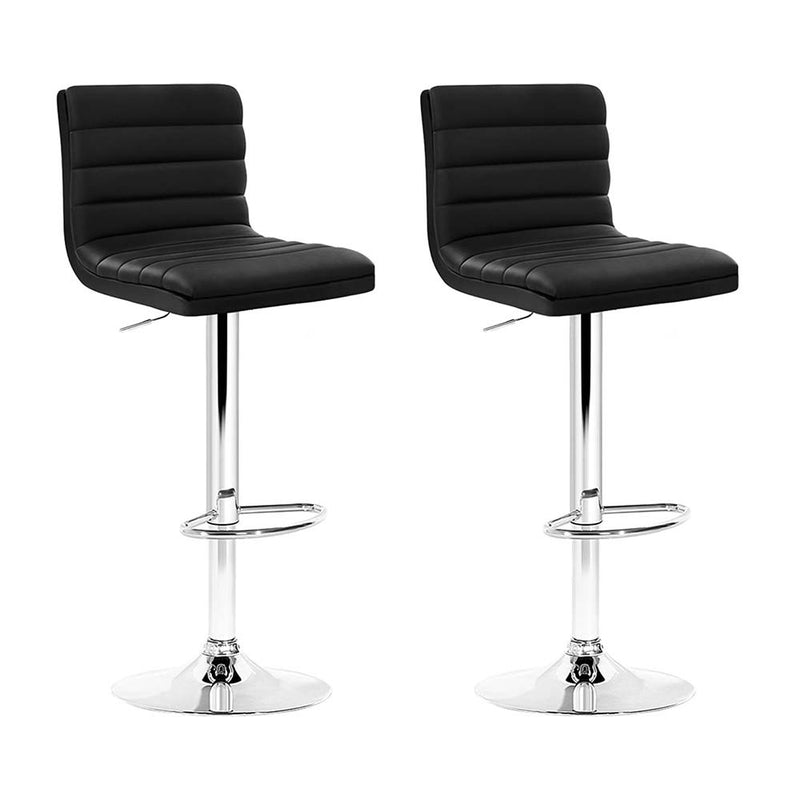 Artiss Set of 2 Pu Leather Bar Stools Kitchen Chair Gas Lift Swivel Bar Stool Black Arne