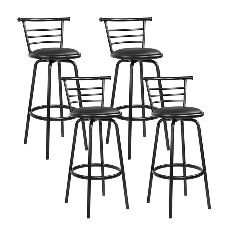 Artiss Set of 4 Bar Stools Pu Leather Bar Stool Swivel Backrest Kitchen Chairs Black