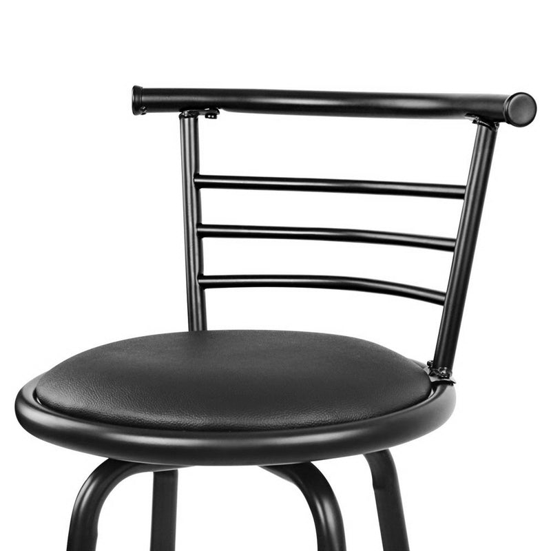 Artiss Set of 4 Bar Stools Pu Leather Bar Stool Swivel Backrest Kitchen Chairs Black