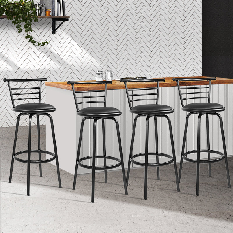 Artiss Set of 4 Bar Stools Pu Leather Bar Stool Swivel Backrest Kitchen Chairs Black