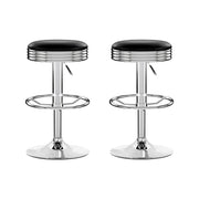 Artiss Set of 2 Pu Leather Backless Bar Stools - Black