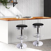 Artiss Set of 4 Pu Leather Bar Stools Kitchen Bar Stool Dining Chair Black Anton Swivel