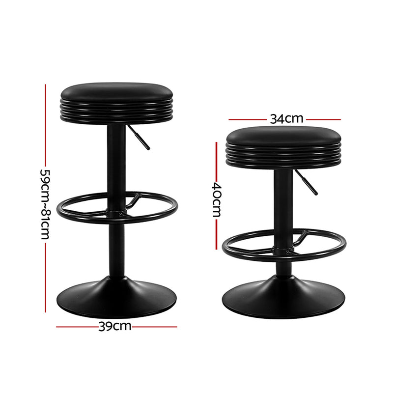 Artiss 2x Kitchen Bar Stools Gas Lift Bar Stool Chairs Swivel Barstools Black