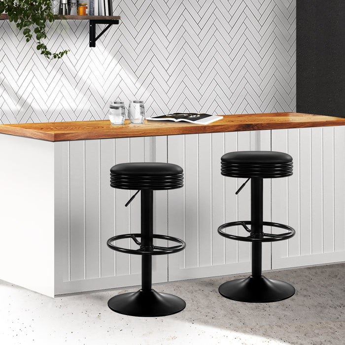 Artiss 2x Kitchen Bar Stools Gas Lift Bar Stool Chairs Swivel Barstools Black